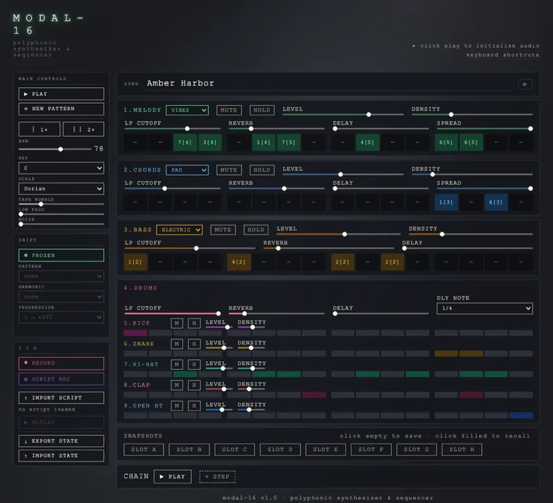 modal-16 sequencer interface